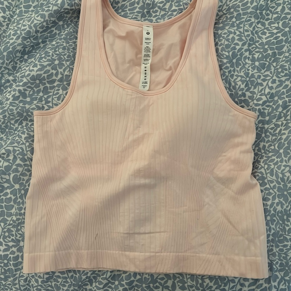 Lulu lemon light pink workout top built in bra